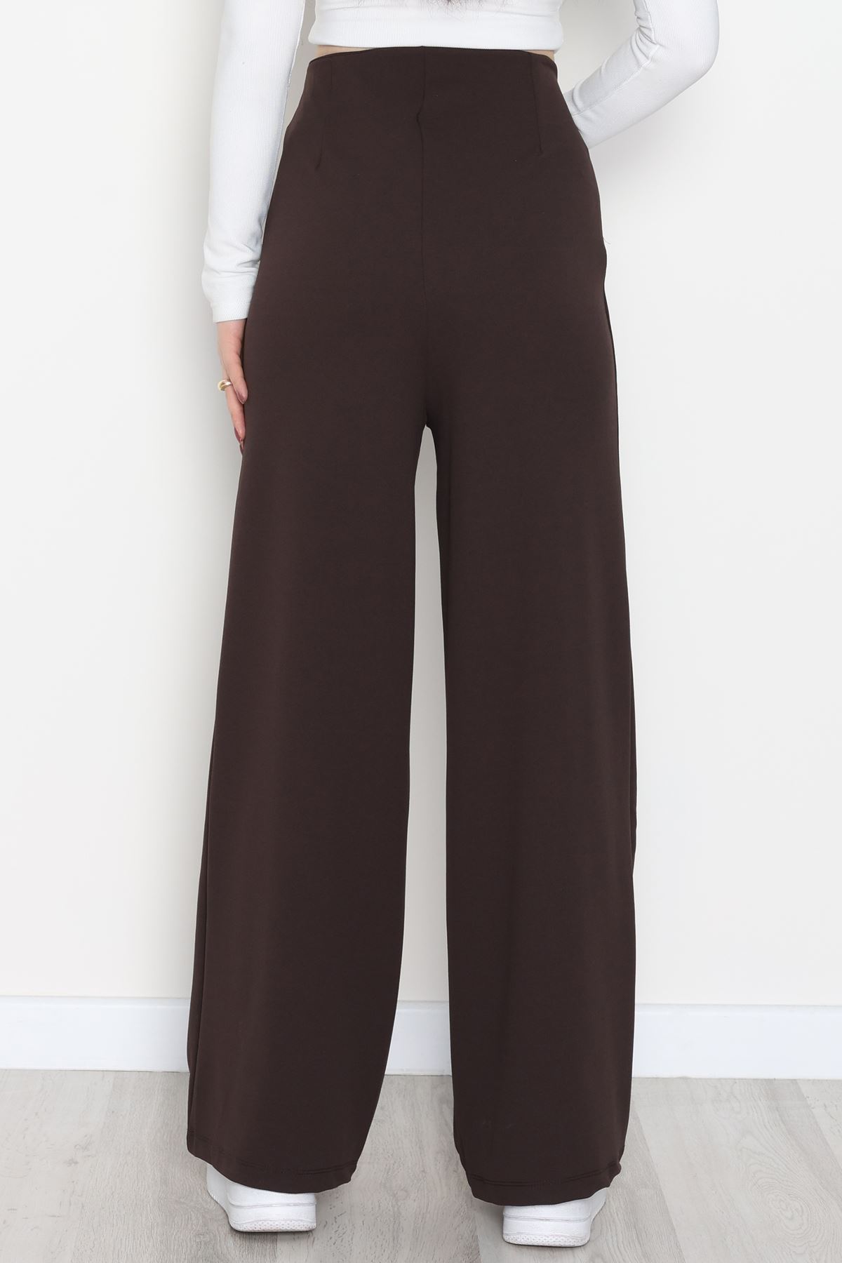 Full Likra İthal Krep Yandan Fermuarlı Pantolon Kahve - 90161.1837.