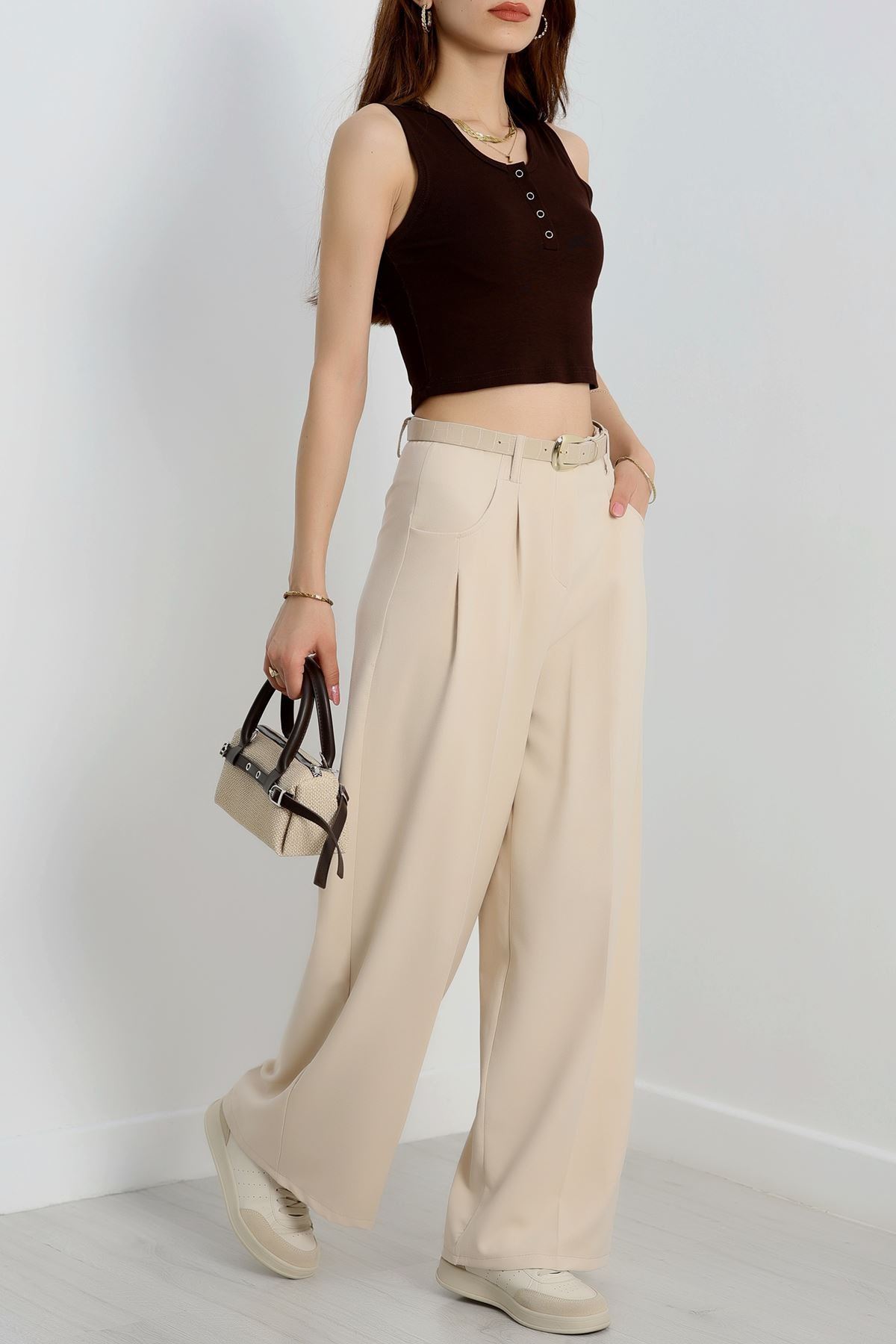 Cepten Pileli Palazzo Pantolon Bej - 90113.1397.