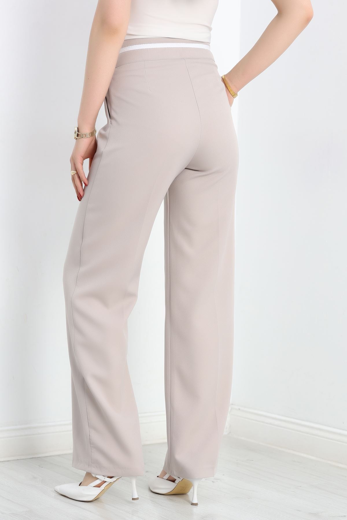 Tek Pile Ekstraforlu Palazzo Pantolon Taş - 50054.1920.