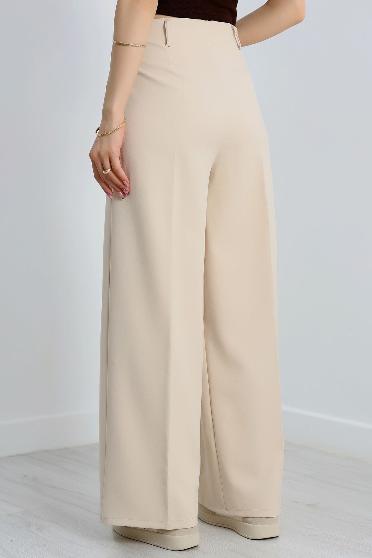 Cepten Pileli Palazzo Pantolon Bej - 90113.1397.