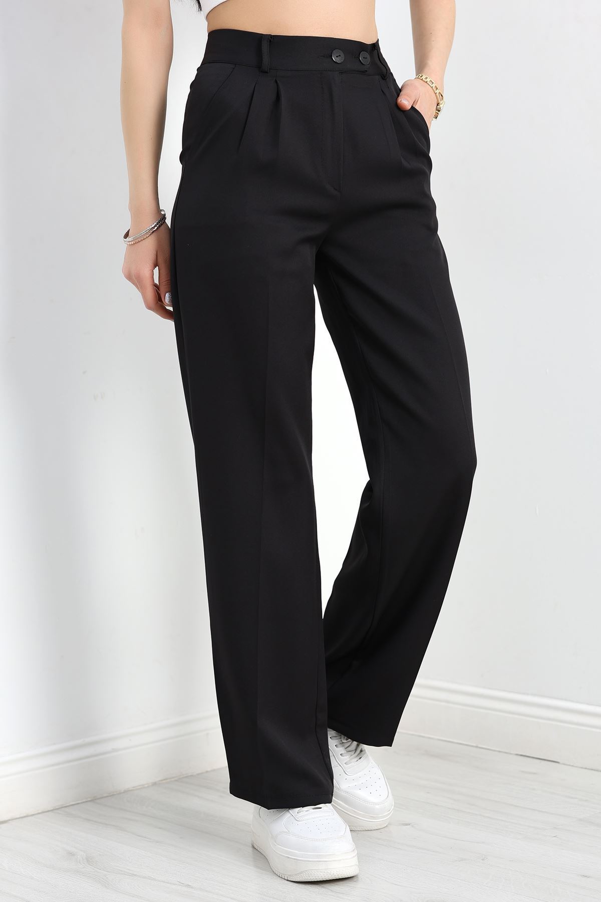 Bel Lastikli Palazzo Pantolon Siyah - 30388.1397.