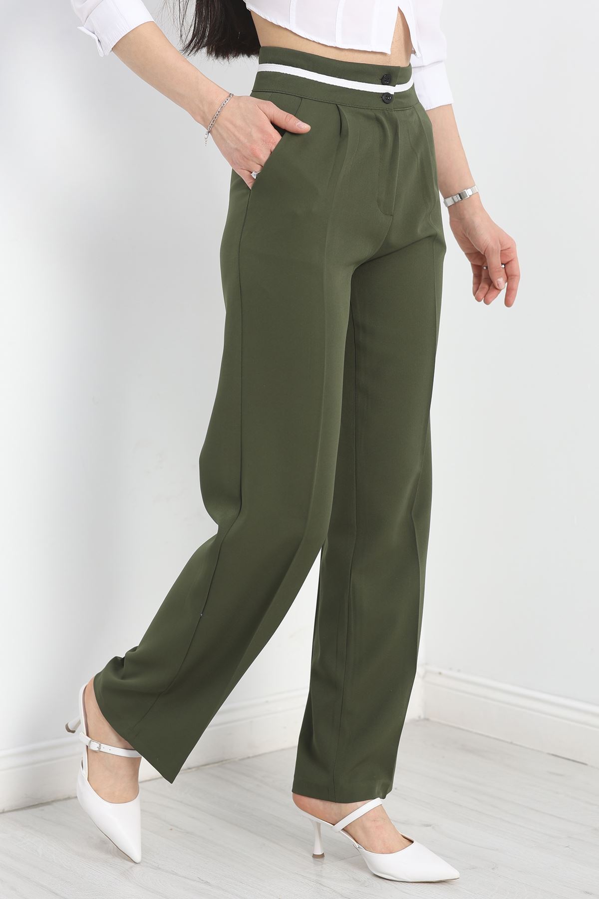 Tek Pile Ekstraforlu Palazzo Pantolon Mint - 50054.1920.