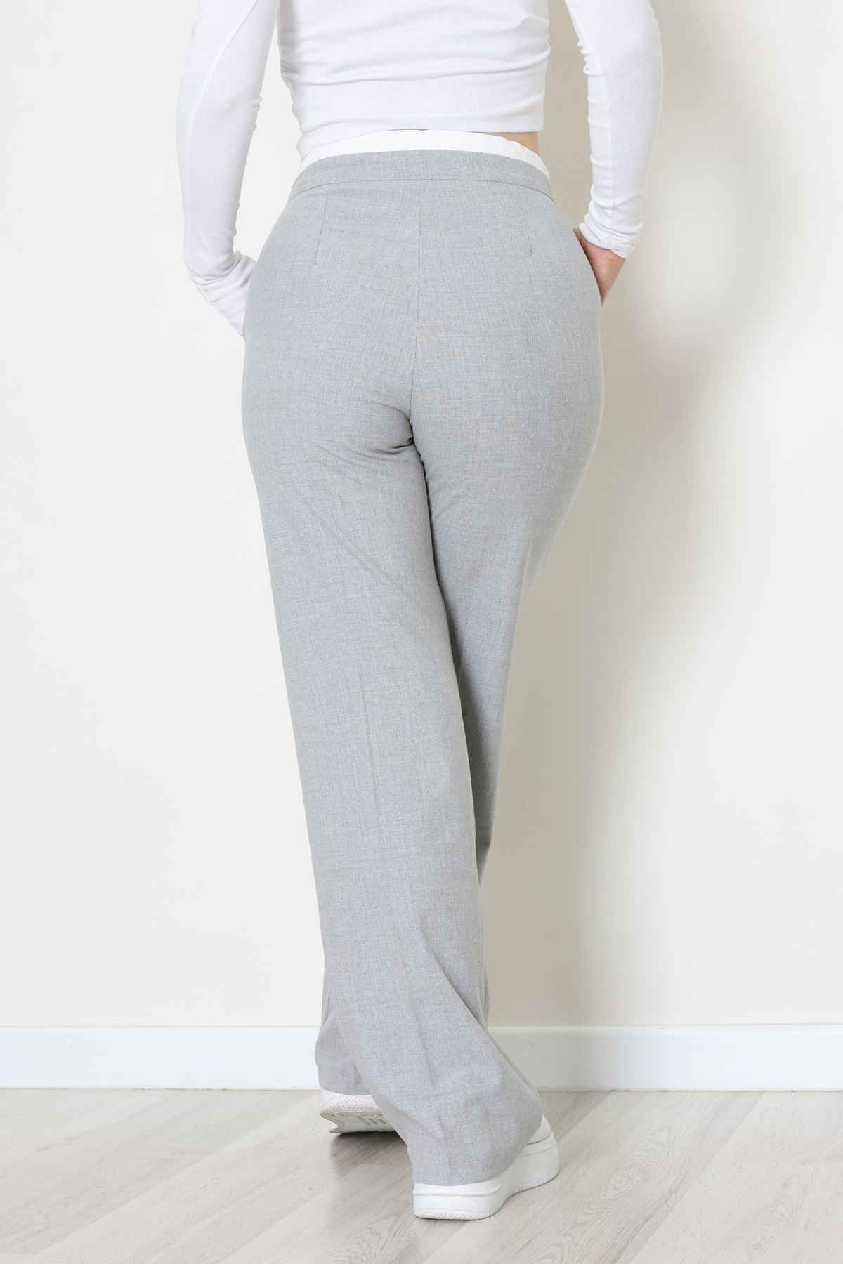 Beli Garnili Poliviskon Palazzo Pantolon Açıkgri - 51235.1920.