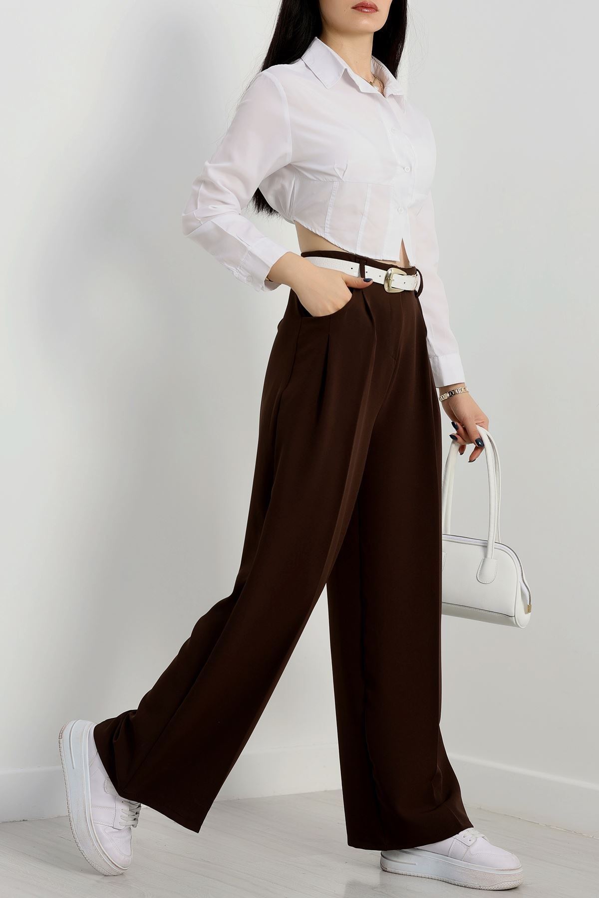 Cepten Pileli Palazzo Pantolon Koyukahve - 90113.1397.