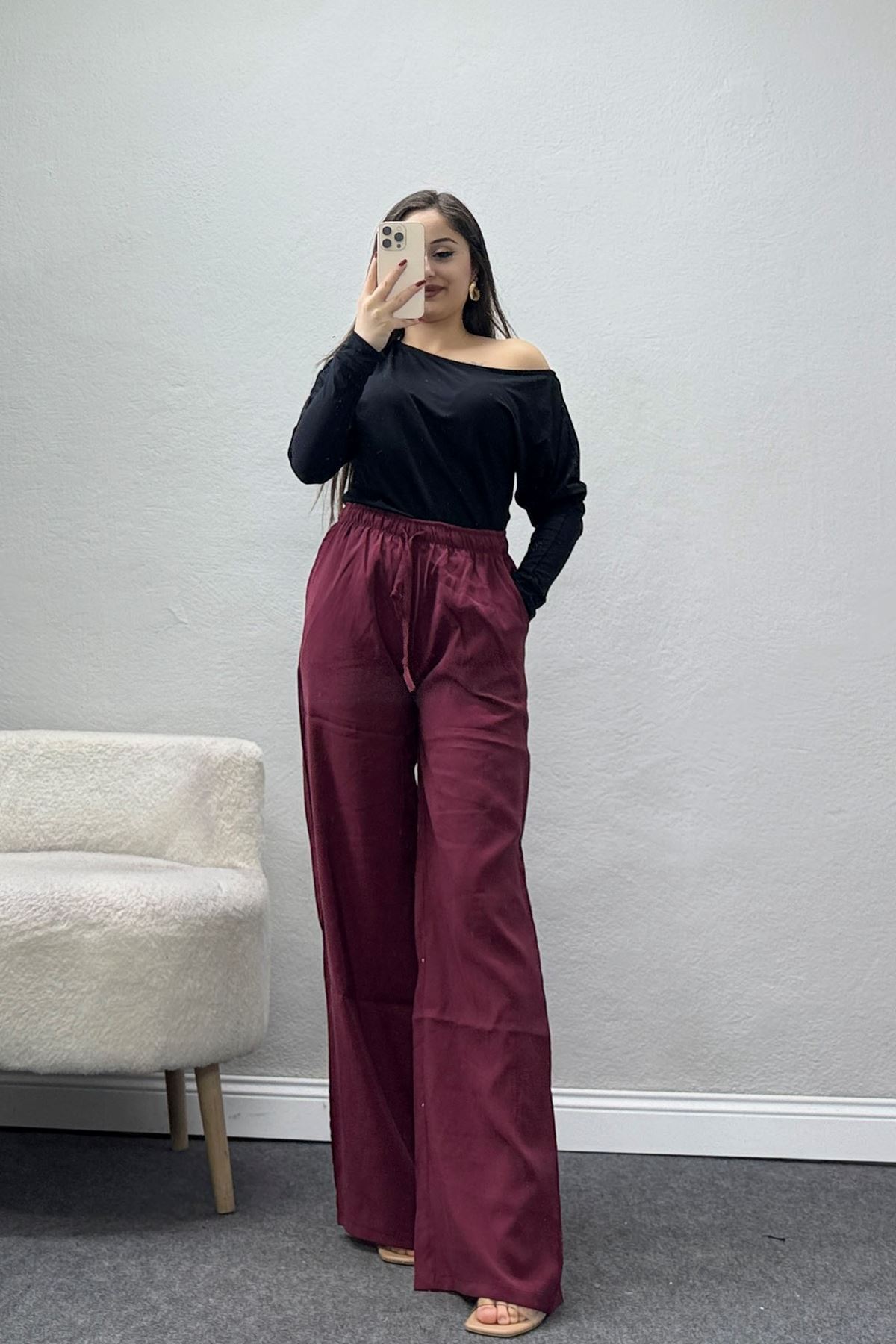 Soft Touch Dokuma Modal Pantolon Bordo - 30810.1837.