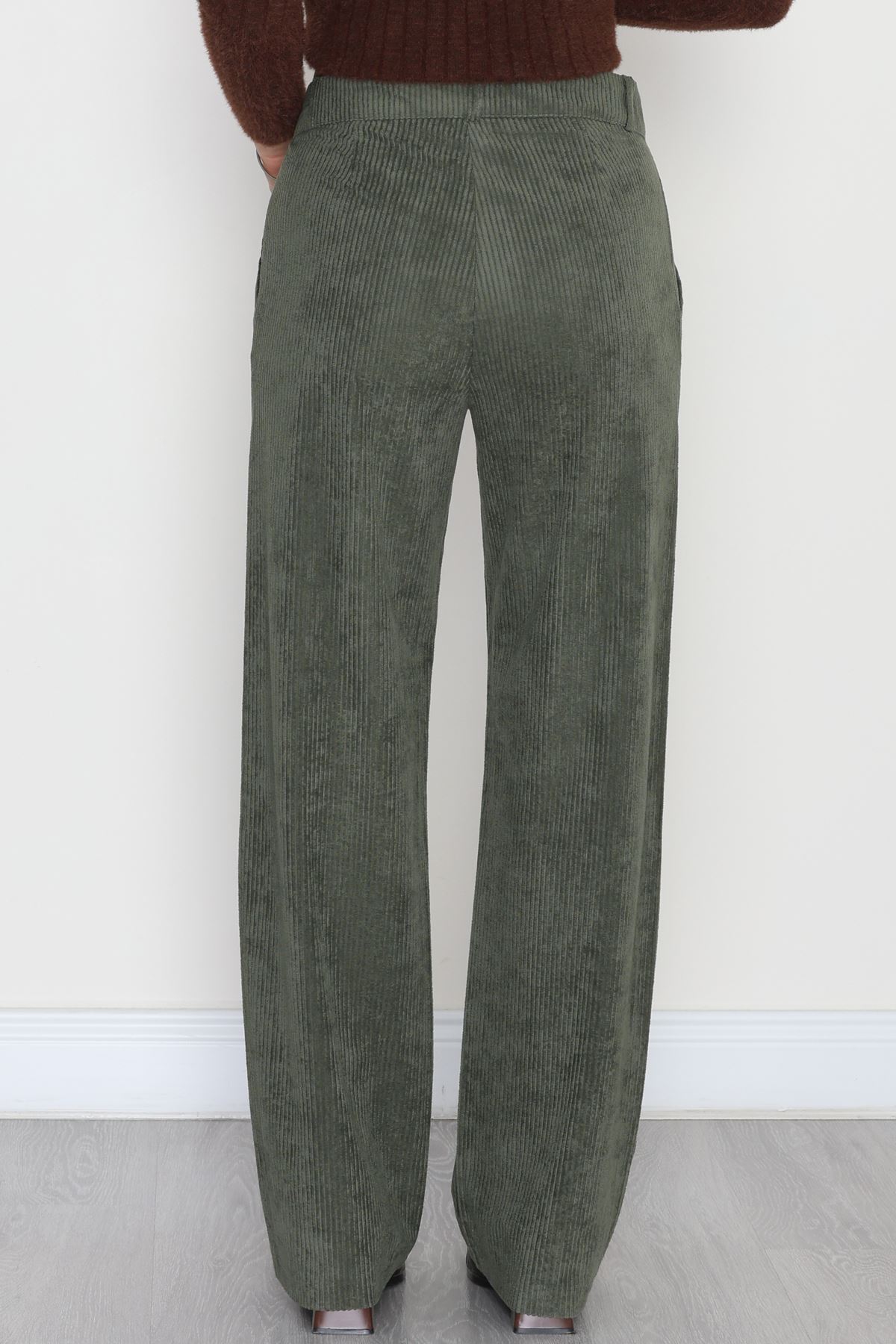 Fitilli Likralı Kadife Pantolon Haki - 51027.1920.