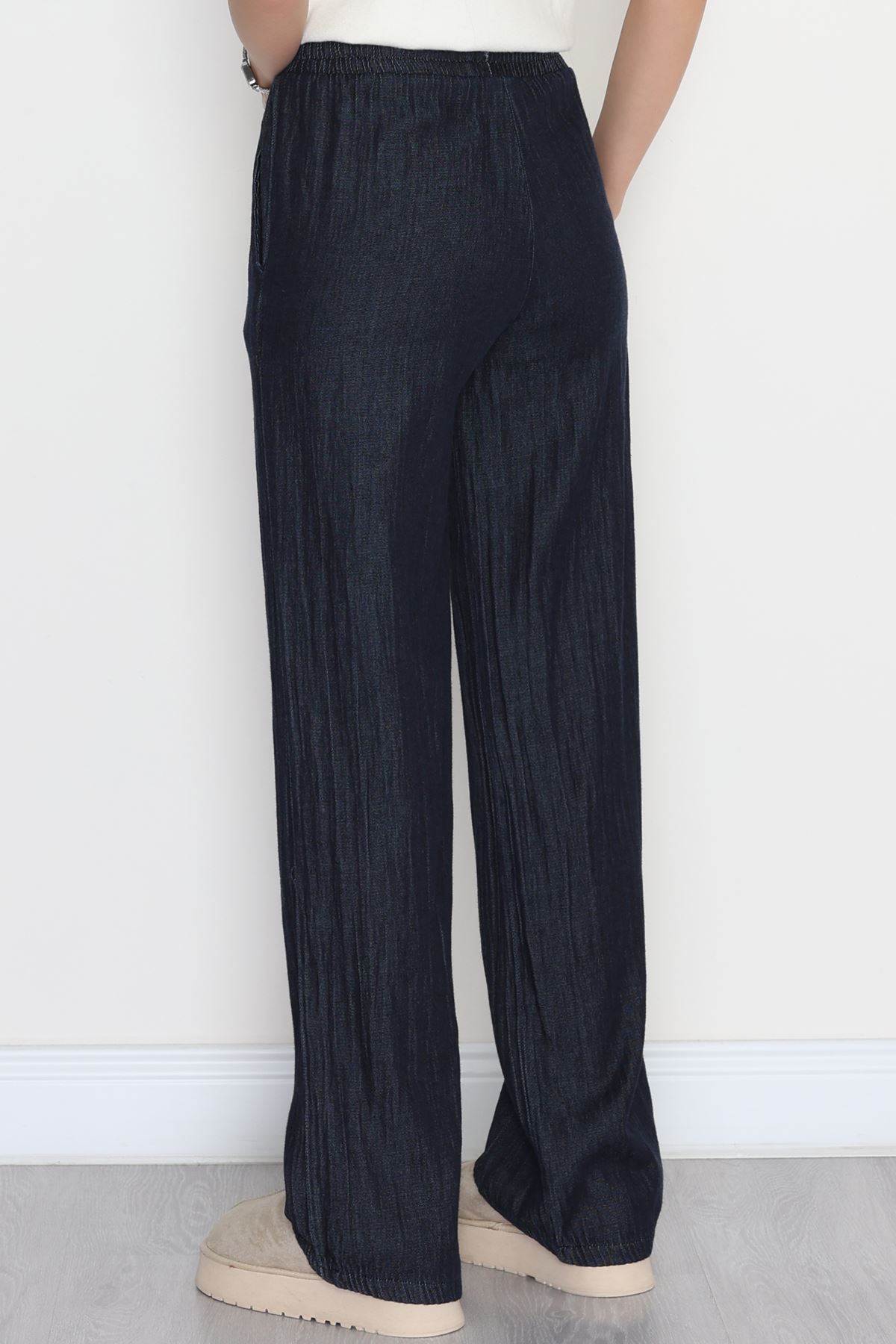 Kırışık Efektli Tensel Pantolon Koyumavi - 42439.1431.