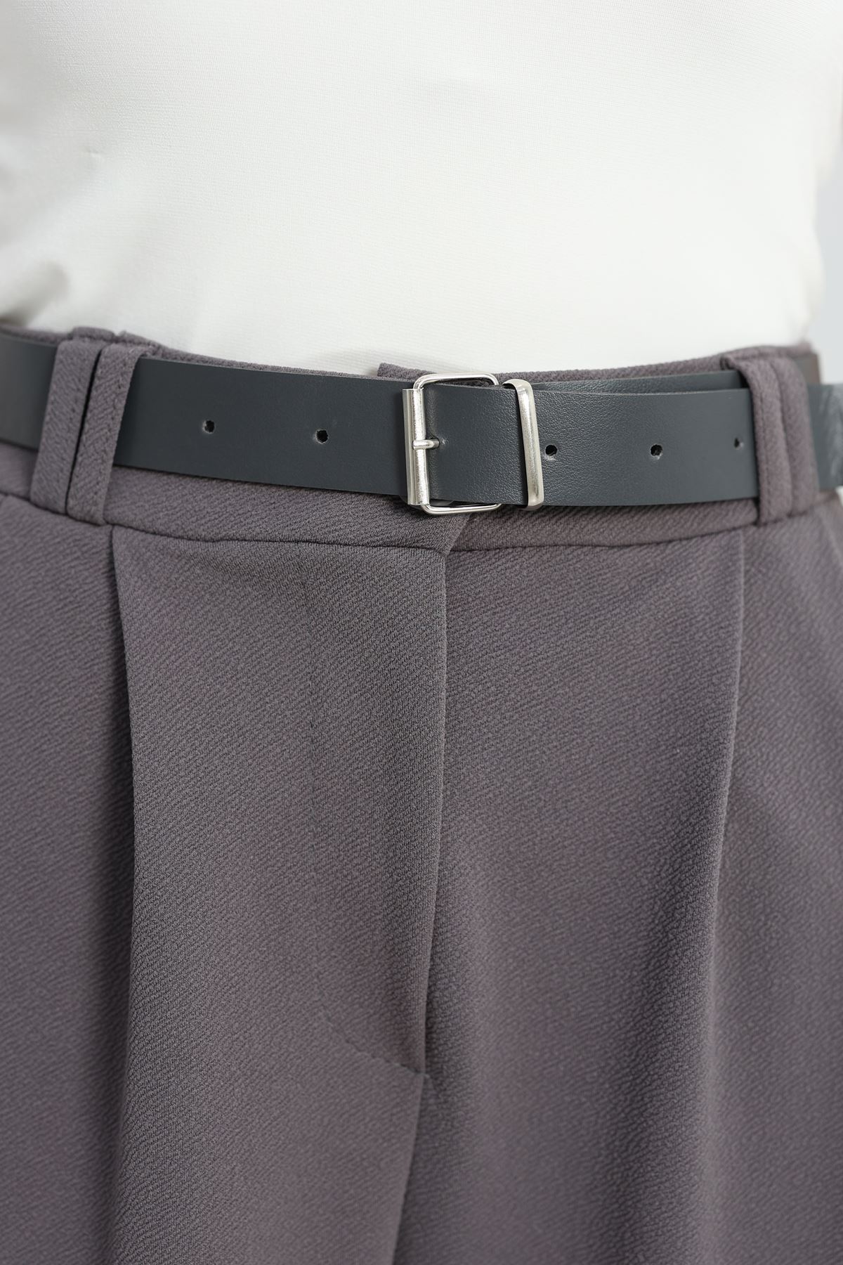 Kemerli Zra Krep Palazzo Pantolon Füme - 30777.1865.