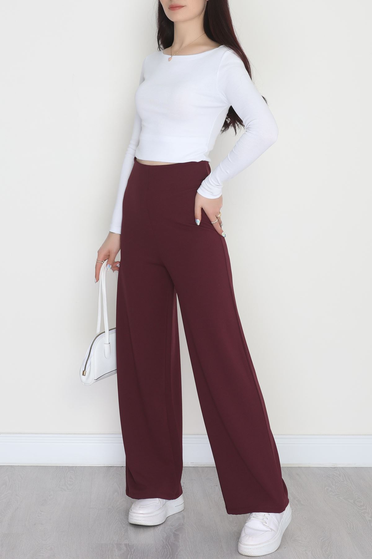 Full Likra İthal Krep Yandan Fermuarlı Pantolon Sumak - 90161.1837.