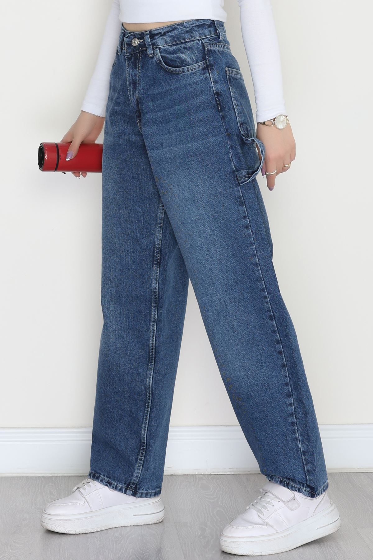 Carpenter Detaylı Baggy Kot Pantolon Lacivert - 40087.1184.