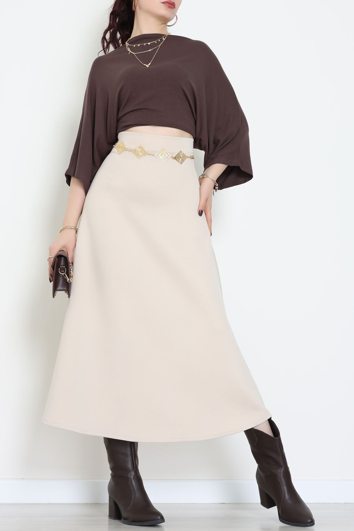 Scuba Kumaş Çan Etek Ekru - 51231.1567.