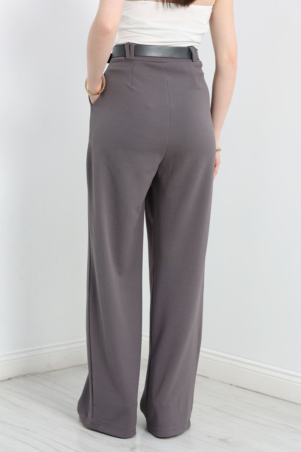 Kemerli Zra Krep Palazzo Pantolon Füme - 30777.1865.
