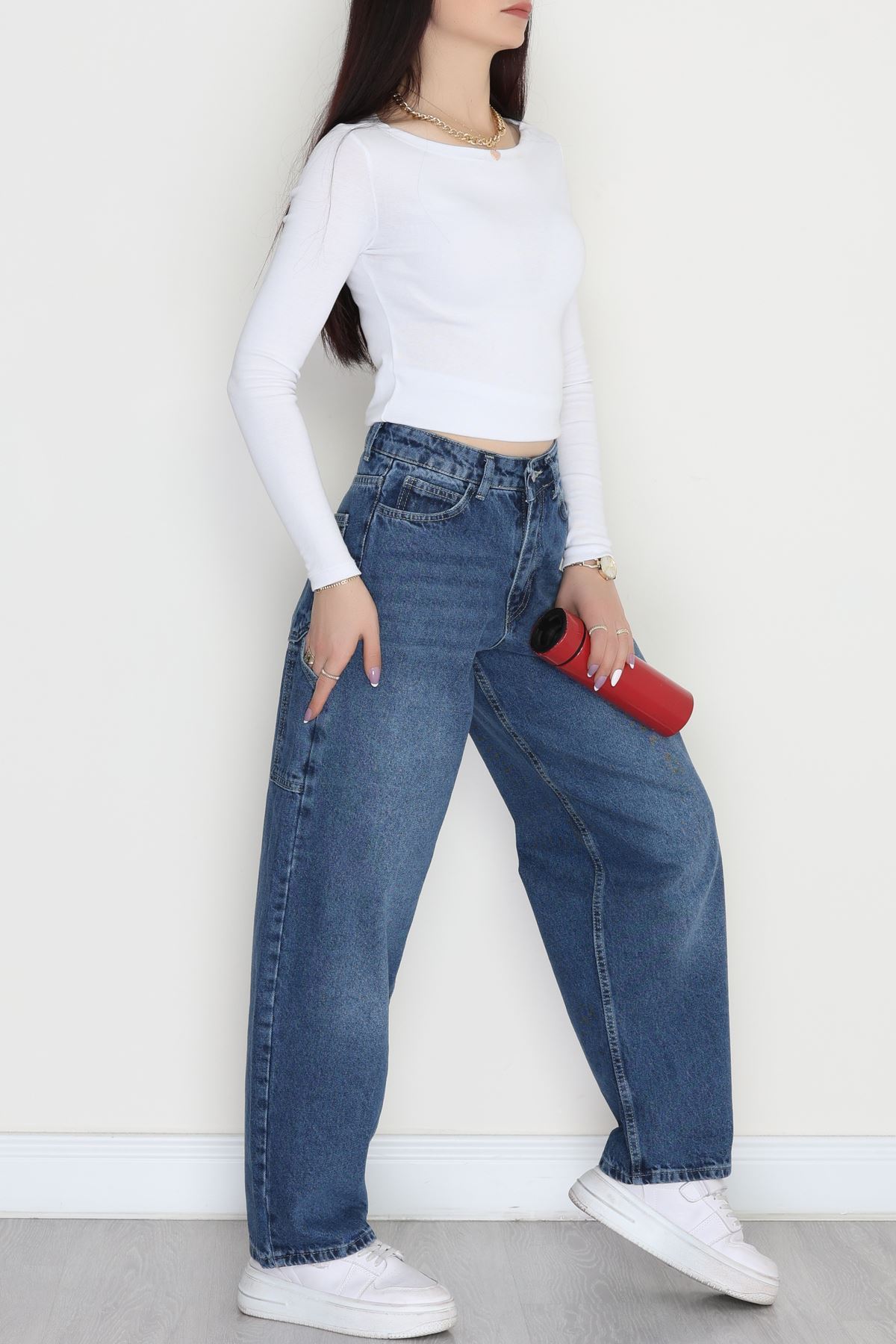 Carpenter Detaylı Baggy Kot Pantolon Lacivert - 40087.1184.