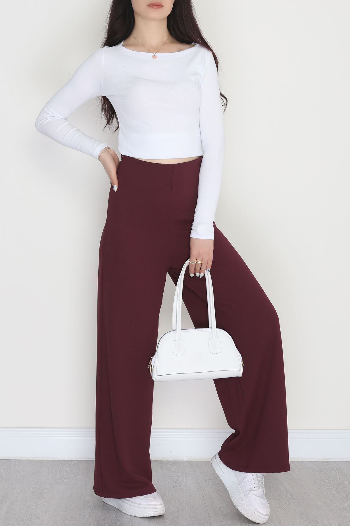 Full Likra İthal Krep Yandan Fermuarlı Pantolon Sumak - 90161.1837.