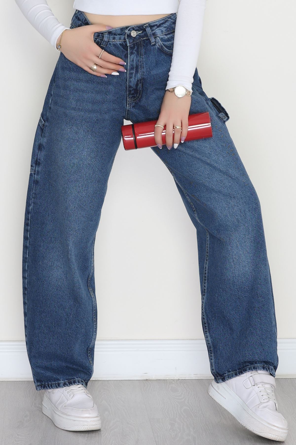 Carpenter Detaylı Baggy Kot Pantolon Lacivert - 40087.1184.