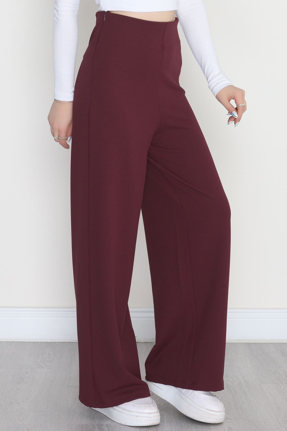 Full Likra İthal Krep Yandan Fermuarlı Pantolon Sumak - 90161.1837.