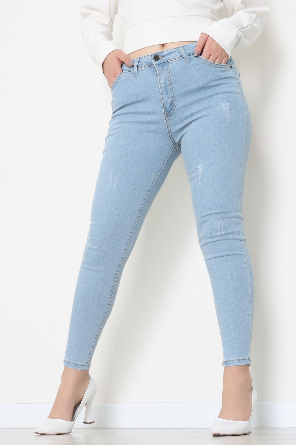 Dar Paça Kot Pantolon Açıkmavi - 42901.2128.