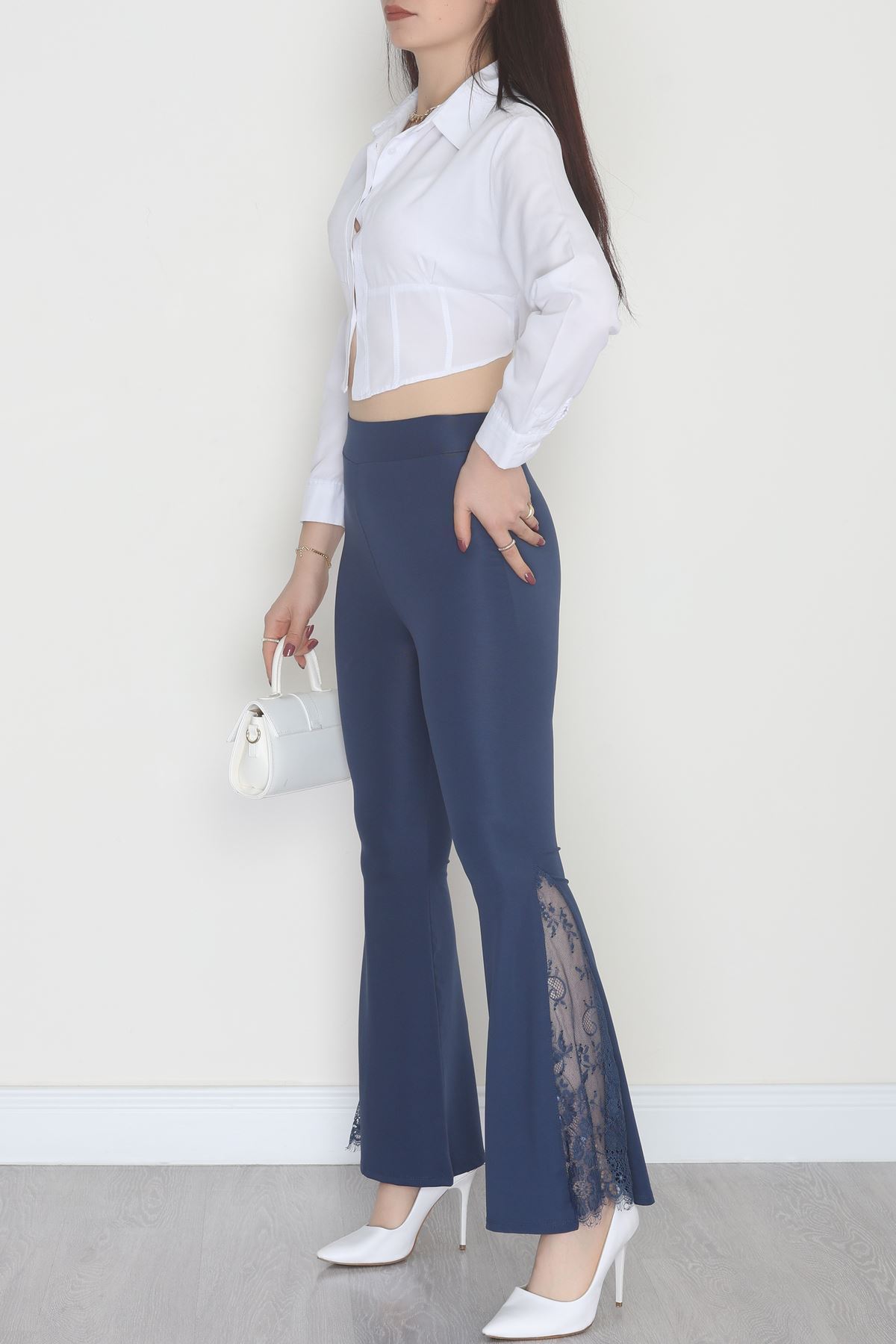 Tüllü İspanyol Paça Tayt İndigo - 50886.1905.