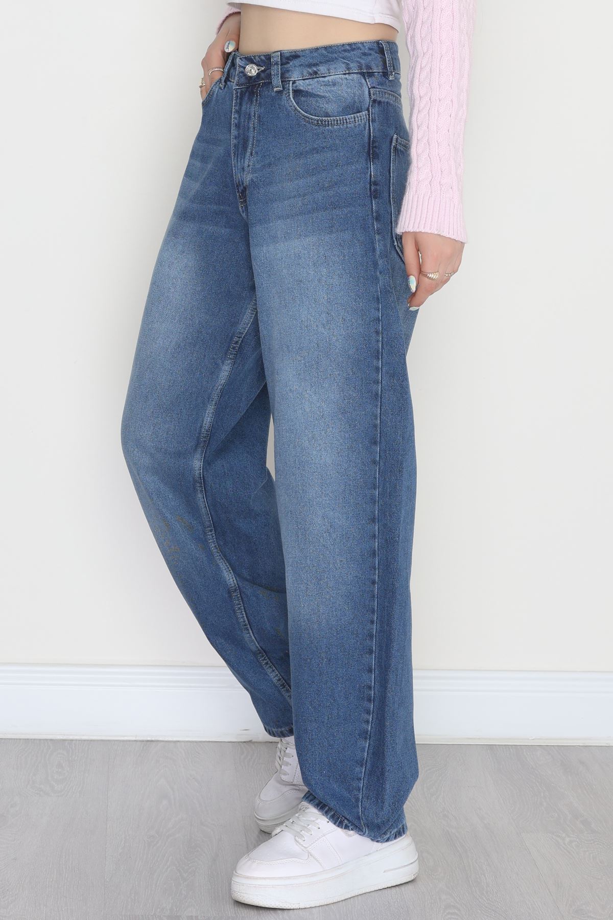 Tokalı Baggy Kot Pantolon Lacivert - 31581.1184.