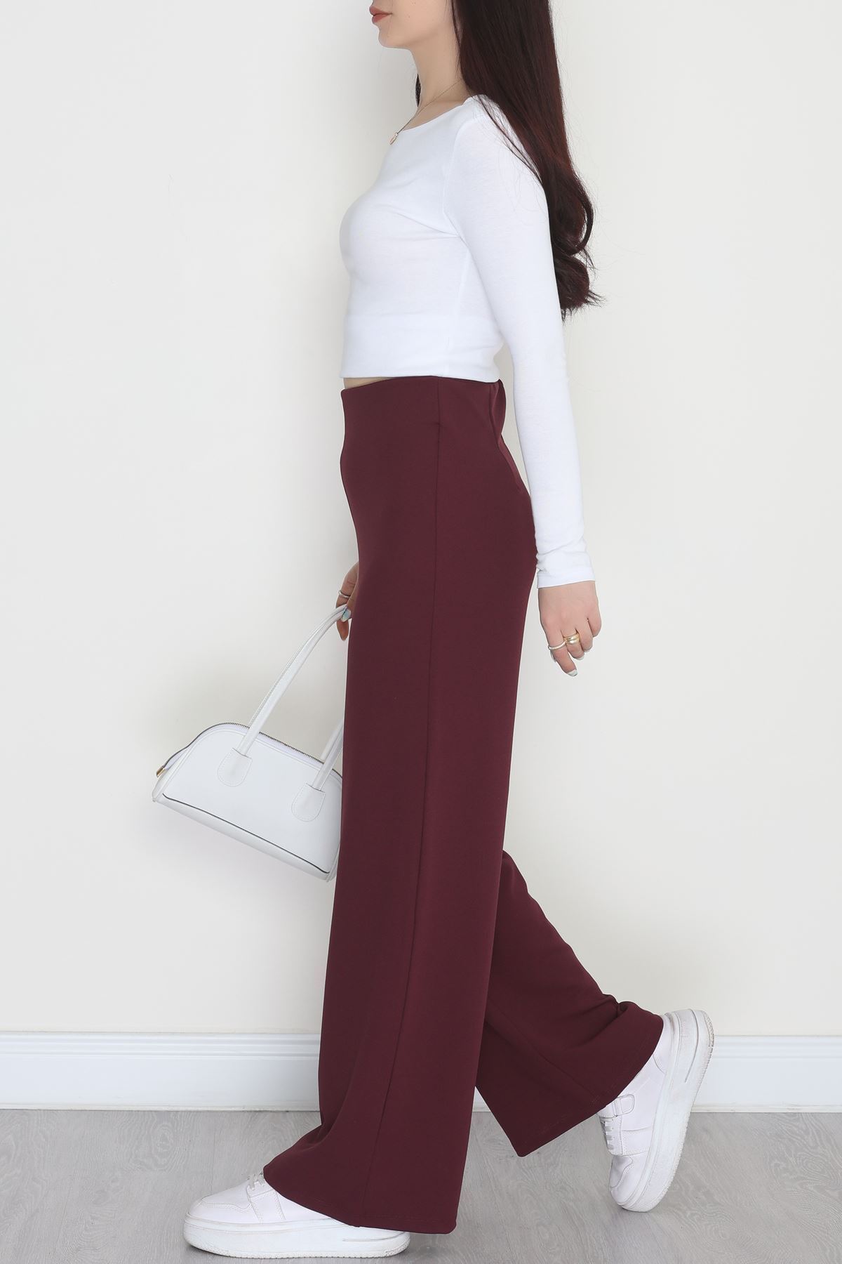 Full Likra İthal Krep Yandan Fermuarlı Pantolon Sumak - 90161.1837.