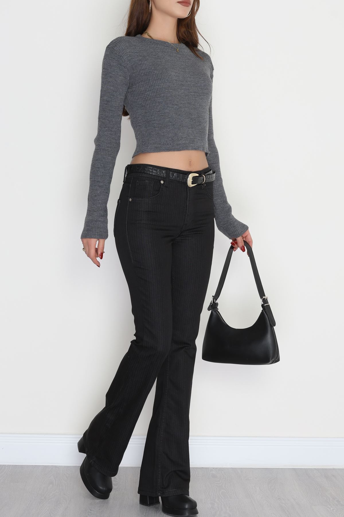 İspanyol Paça Kot Pantolon Siyahçizgili - 42335.1431.