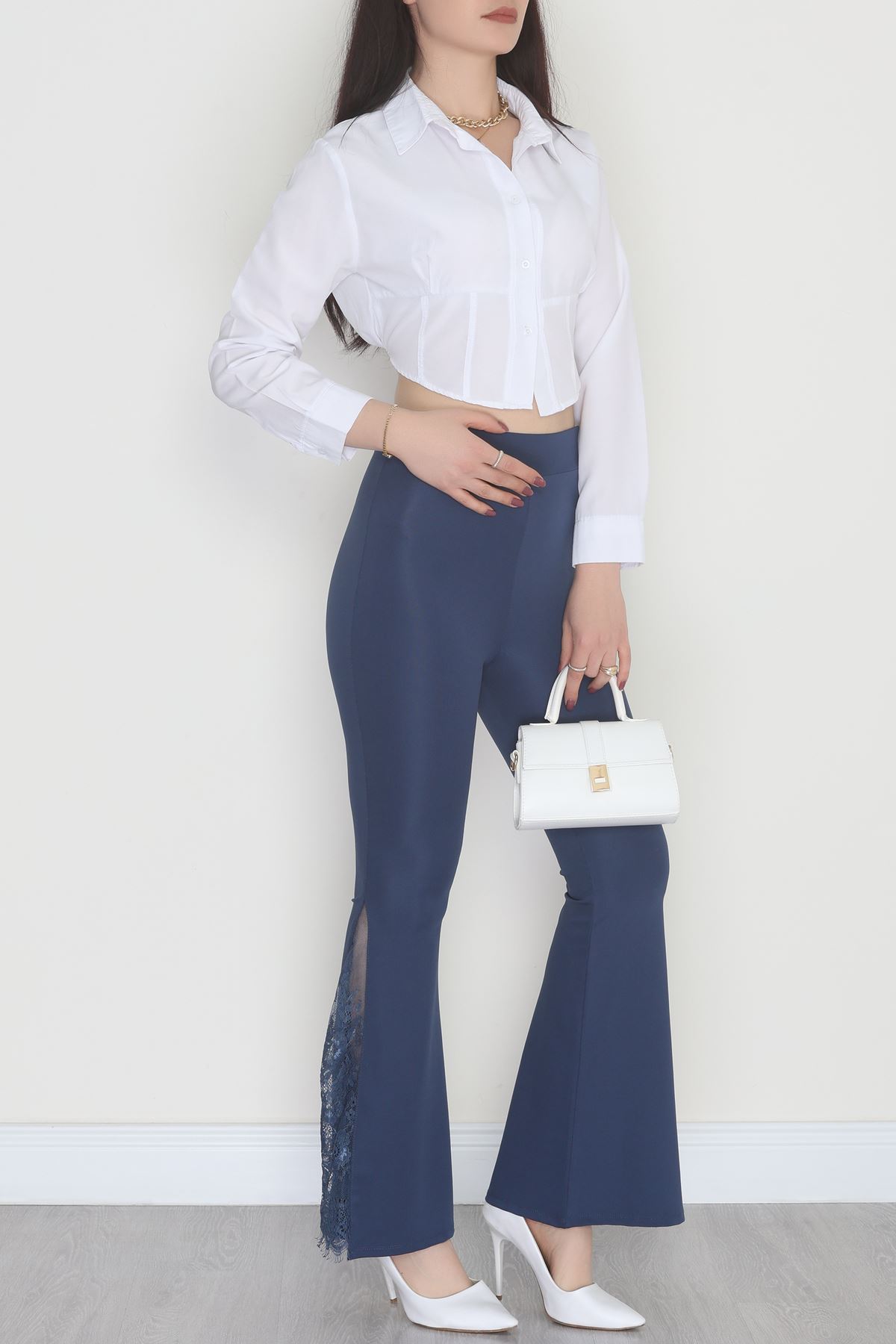 Tüllü İspanyol Paça Tayt İndigo - 50886.1905.