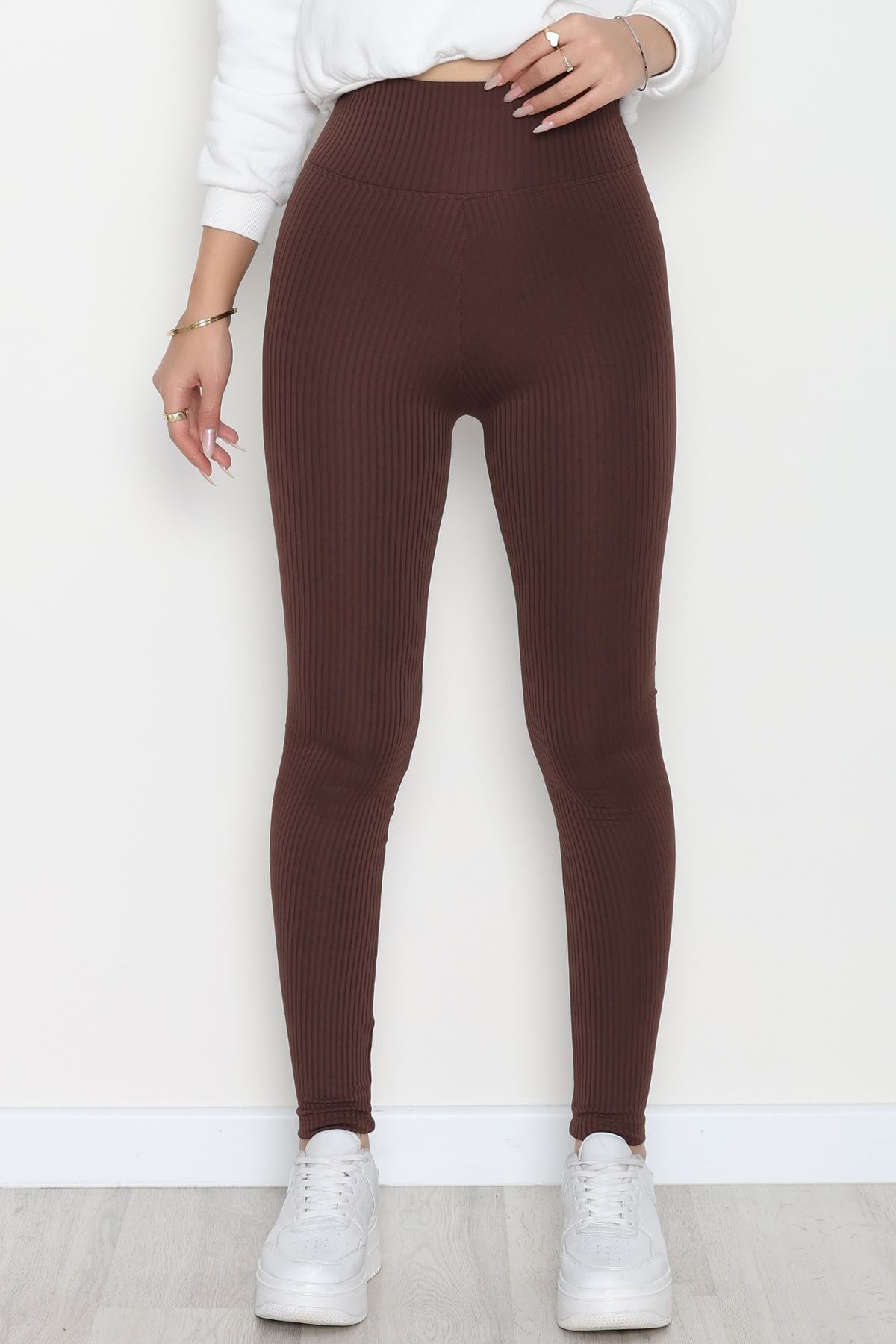 Şardonlu Yumuşak Dokulu Fitilli Tayt Kahve - 52085.1098.