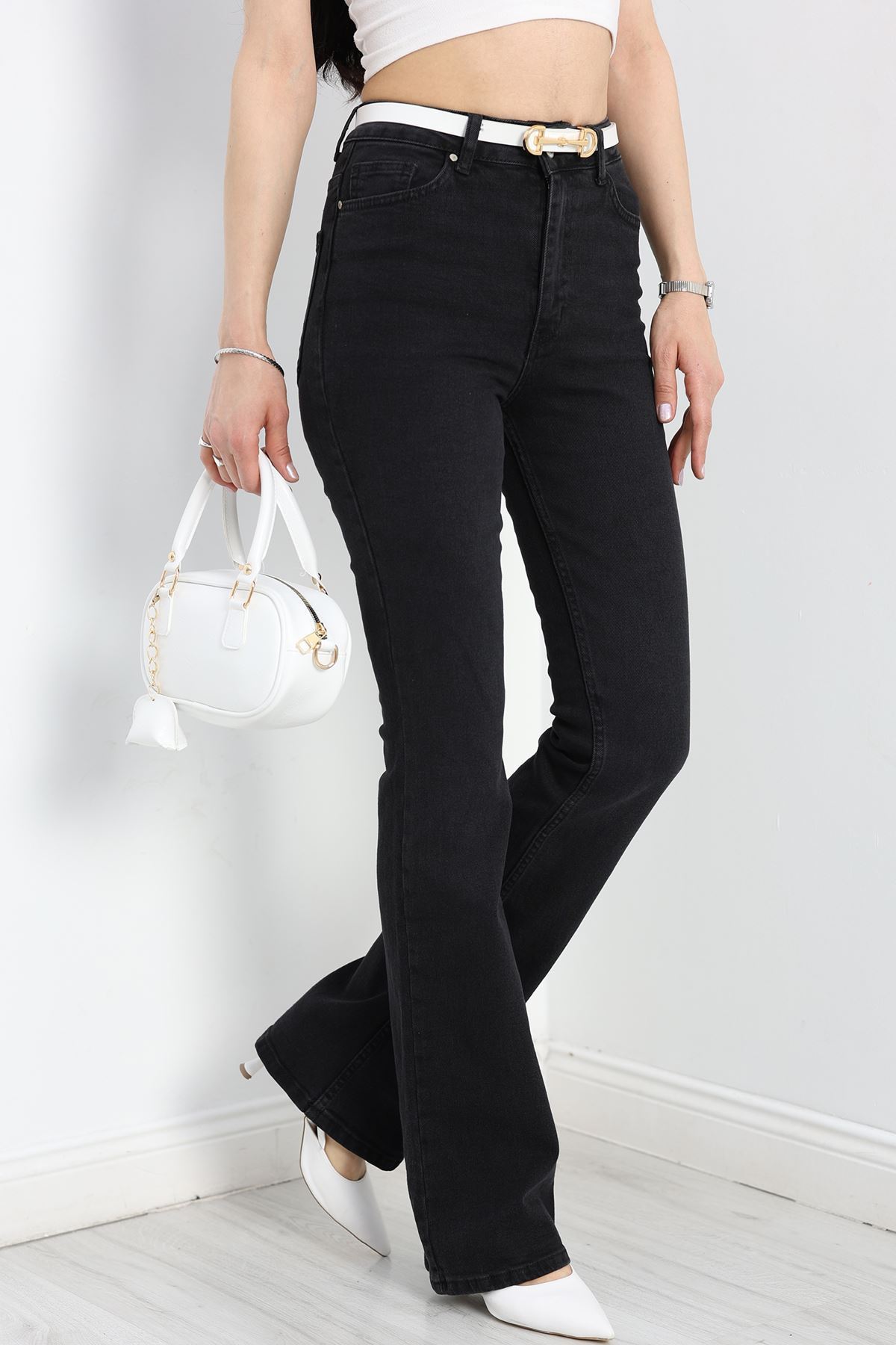 İspanyol Paça Kot Pantolon Siyah - 19508.1904.