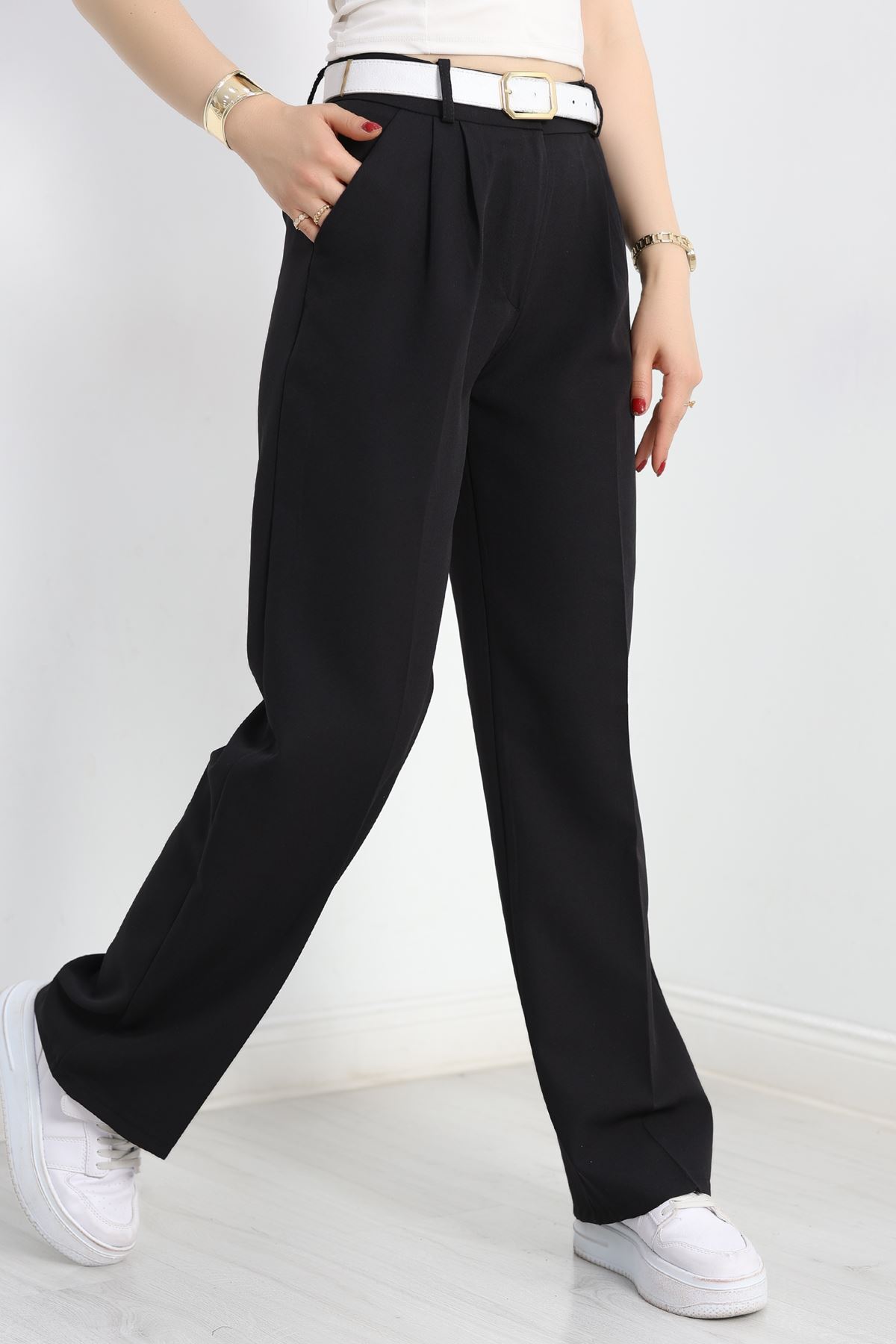 Tek Düğme Palazzo Pantolon Siyah - 90022.1397.