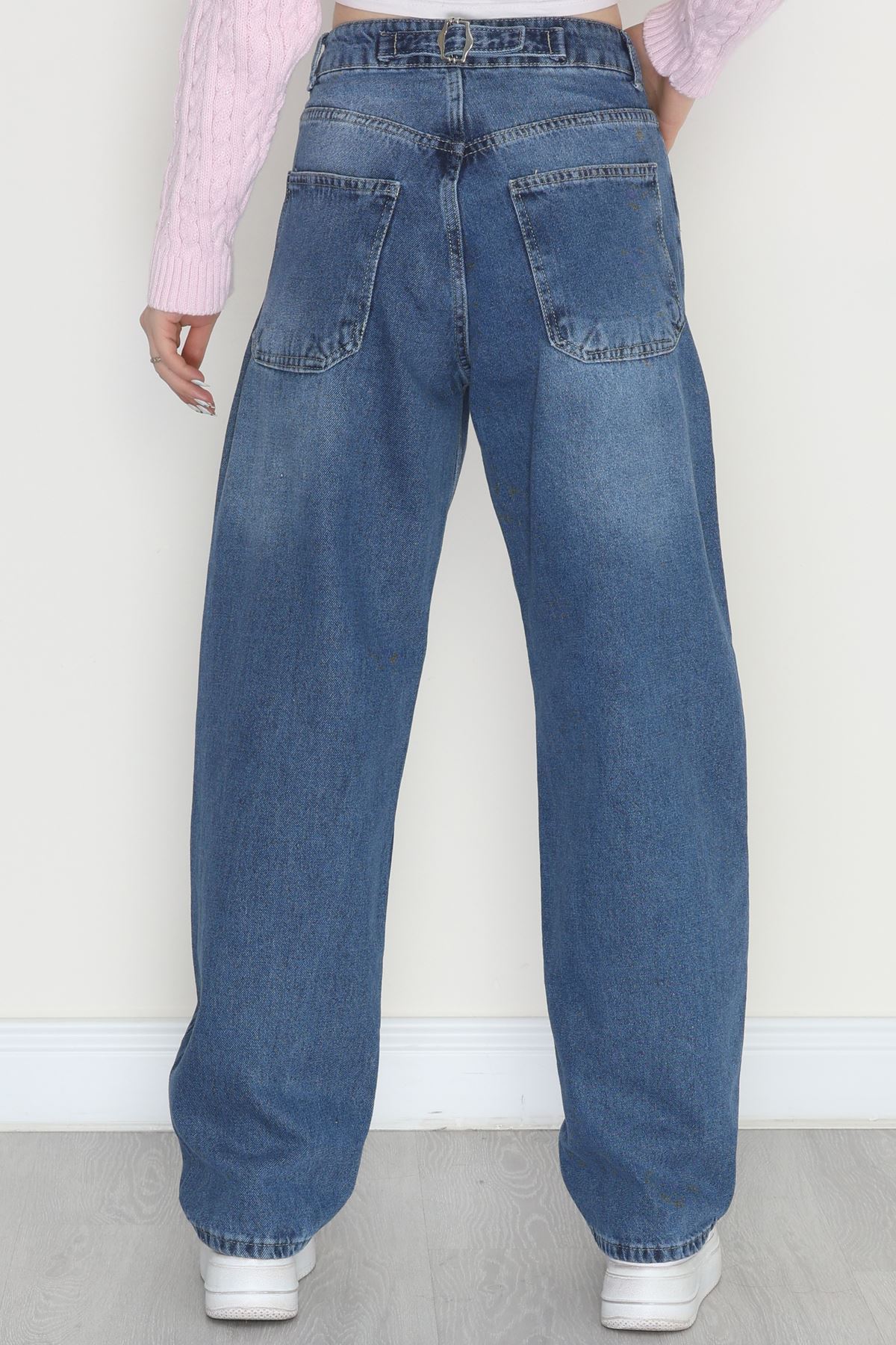 Tokalı Baggy Kot Pantolon Lacivert - 31581.1184.