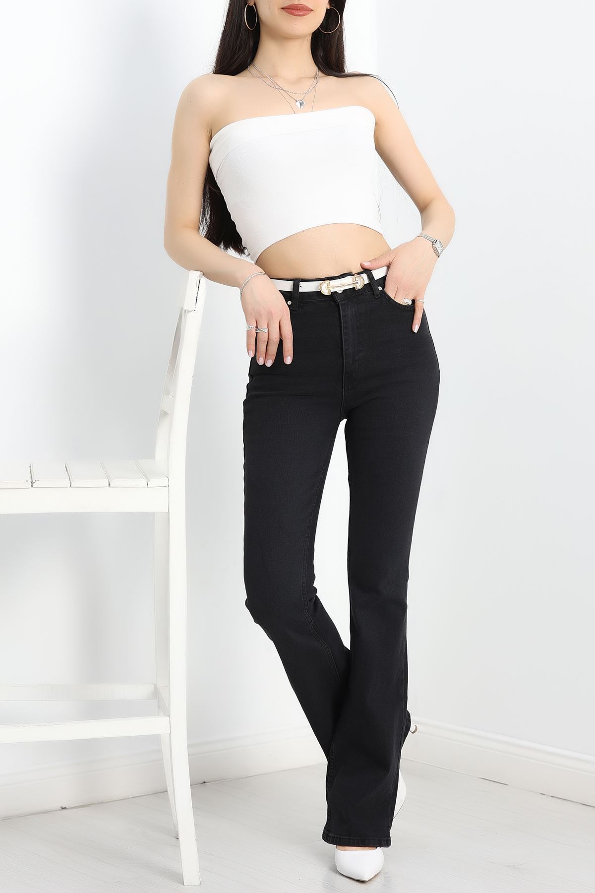 İspanyol Paça Kot Pantolon Siyah - 19508.1904.