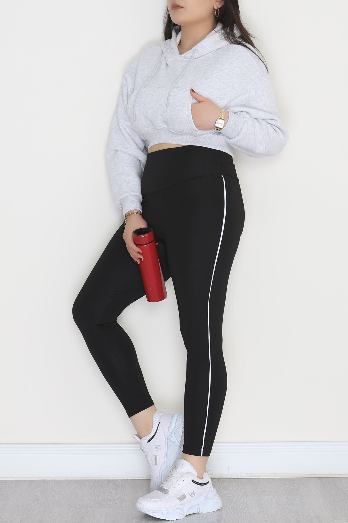 Büyük Beden Dalgıç Biyeli Tayt Siyah - 52024.1005.