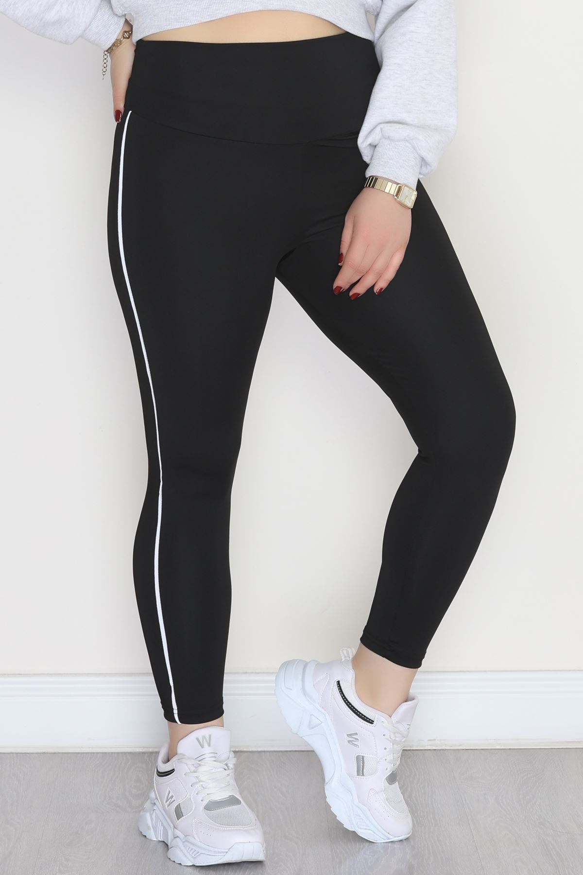 Büyük Beden Dalgıç Biyeli Tayt Siyah - 52024.1005.