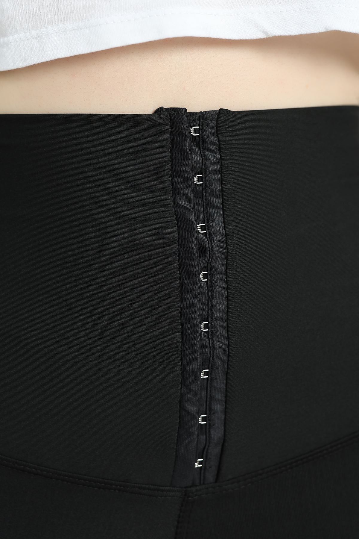 Agraflı Biker Dalgıç Tayt Siyah - 50425.1881.