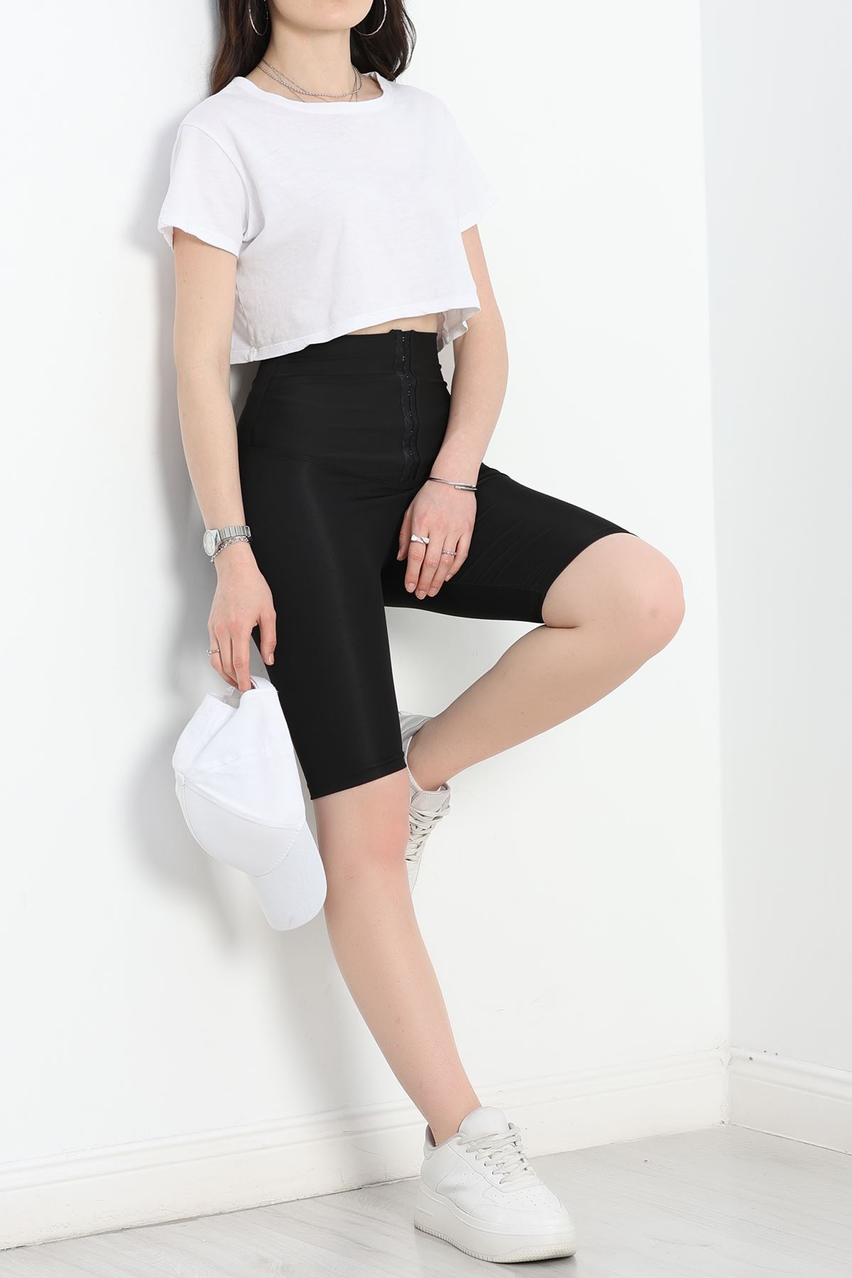 Agraflı Biker Dalgıç Tayt Siyah - 50425.1881.