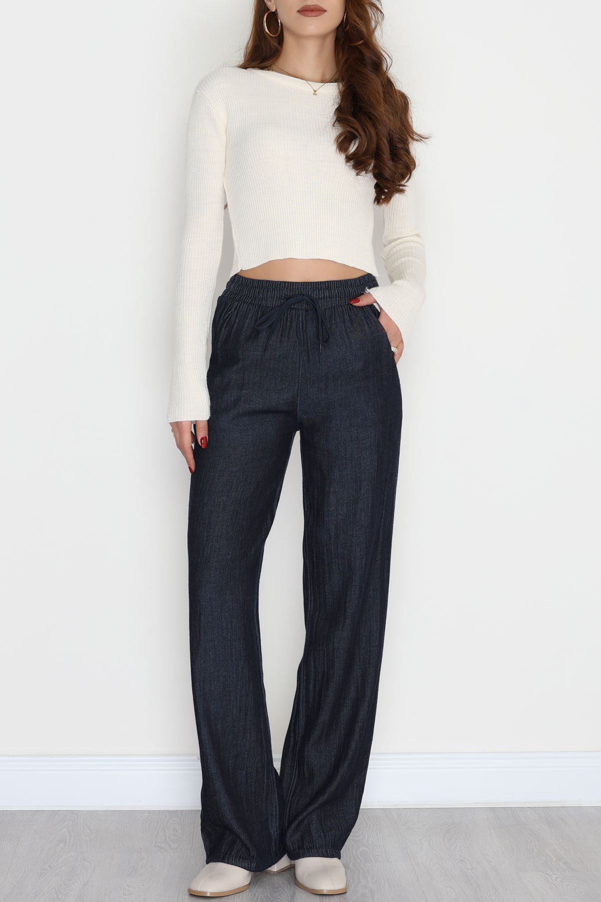 Kırışık Efektli Tensel Pantolon Koyumavi1 - 42439.1431.