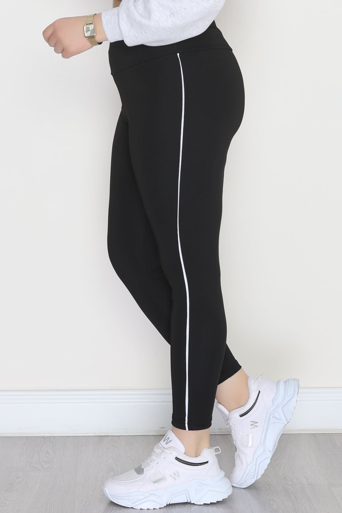 Büyük Beden Dalgıç Biyeli Tayt Siyah - 52024.1005.