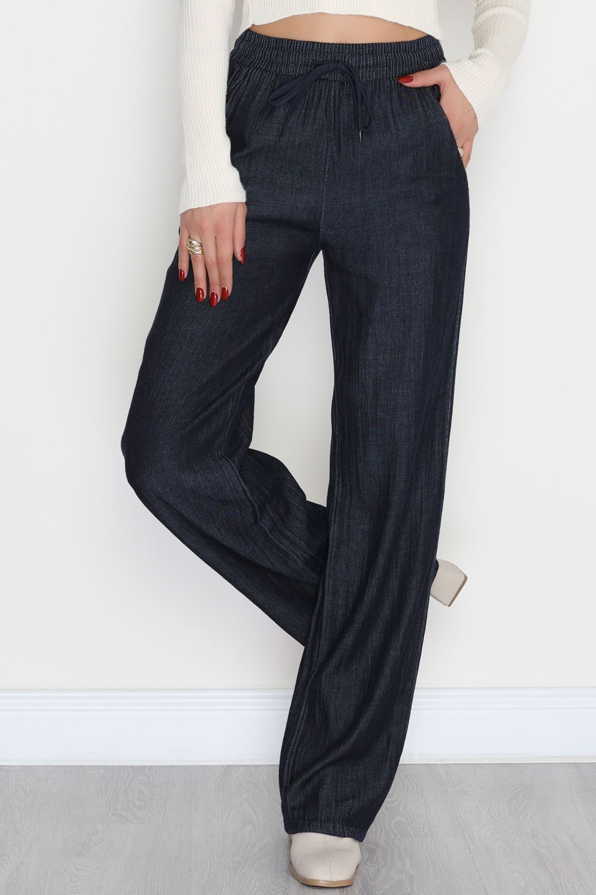 Kırışık Efektli Tensel Pantolon Koyumavi1 - 42439.1431.