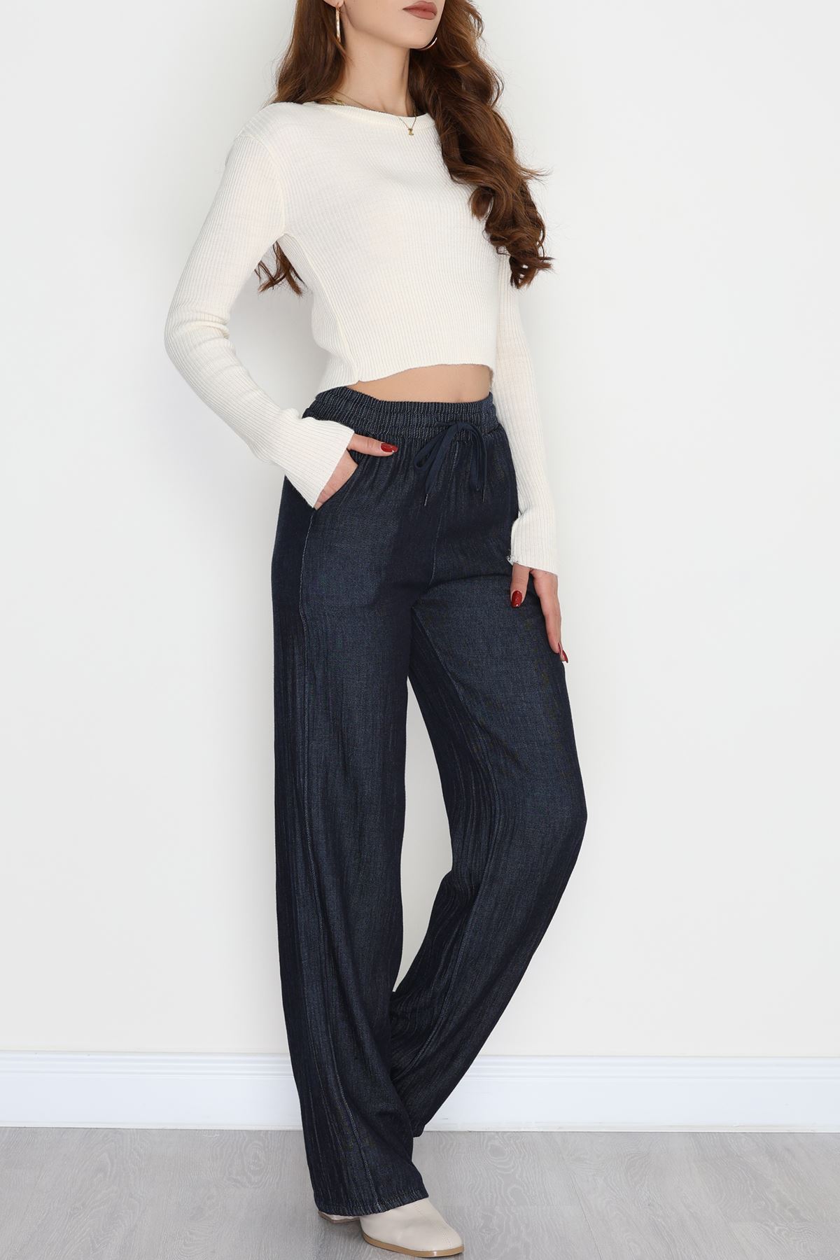 Kırışık Efektli Tensel Pantolon Koyumavi1 - 42439.1431.