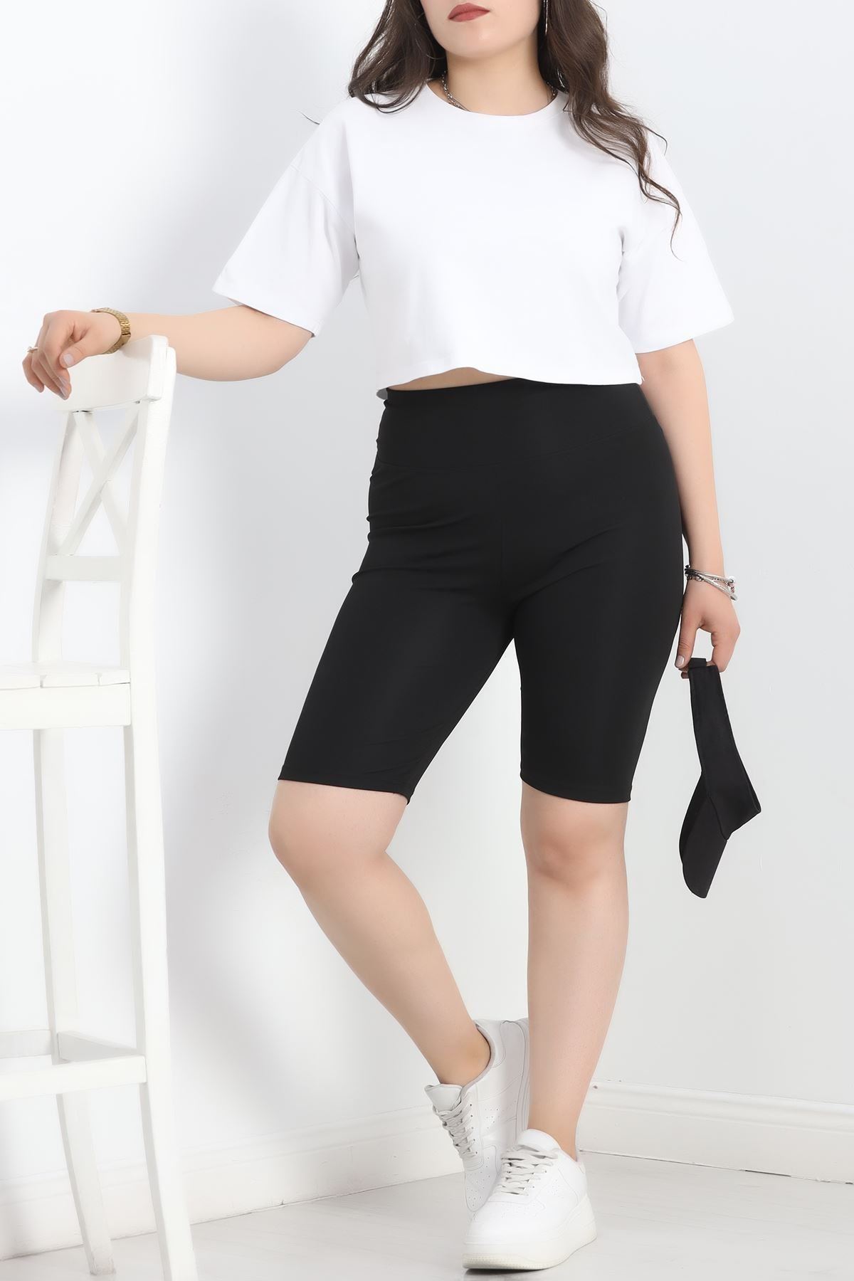 Büyük Beden Dalgıç Biker Tayt Siyah - 50354.1098.