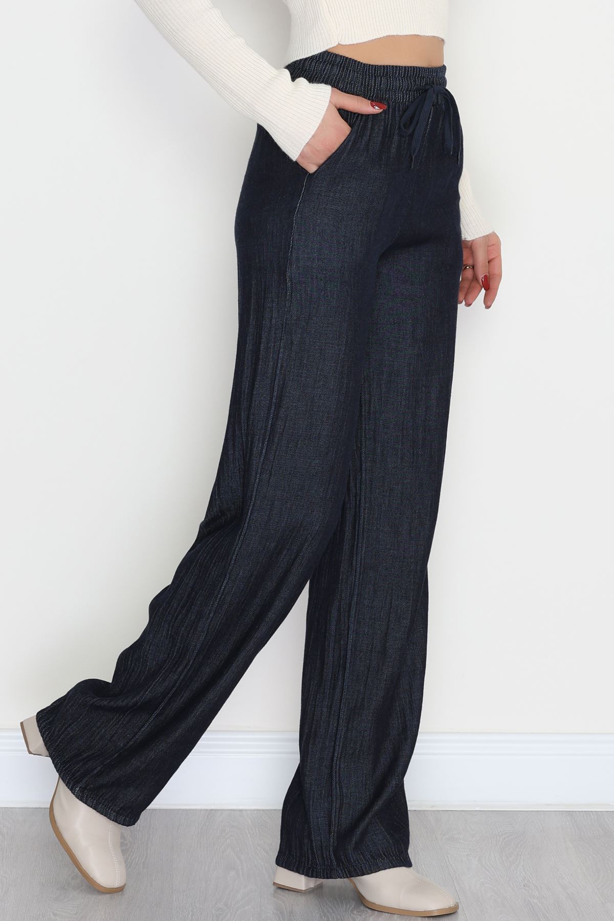 Kırışık Efektli Tensel Pantolon Koyumavi1 - 42439.1431.