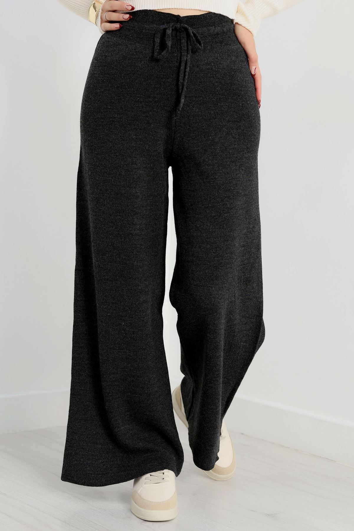 Bağcıklı Triko Pantolon Antrasit - 2251.1765.