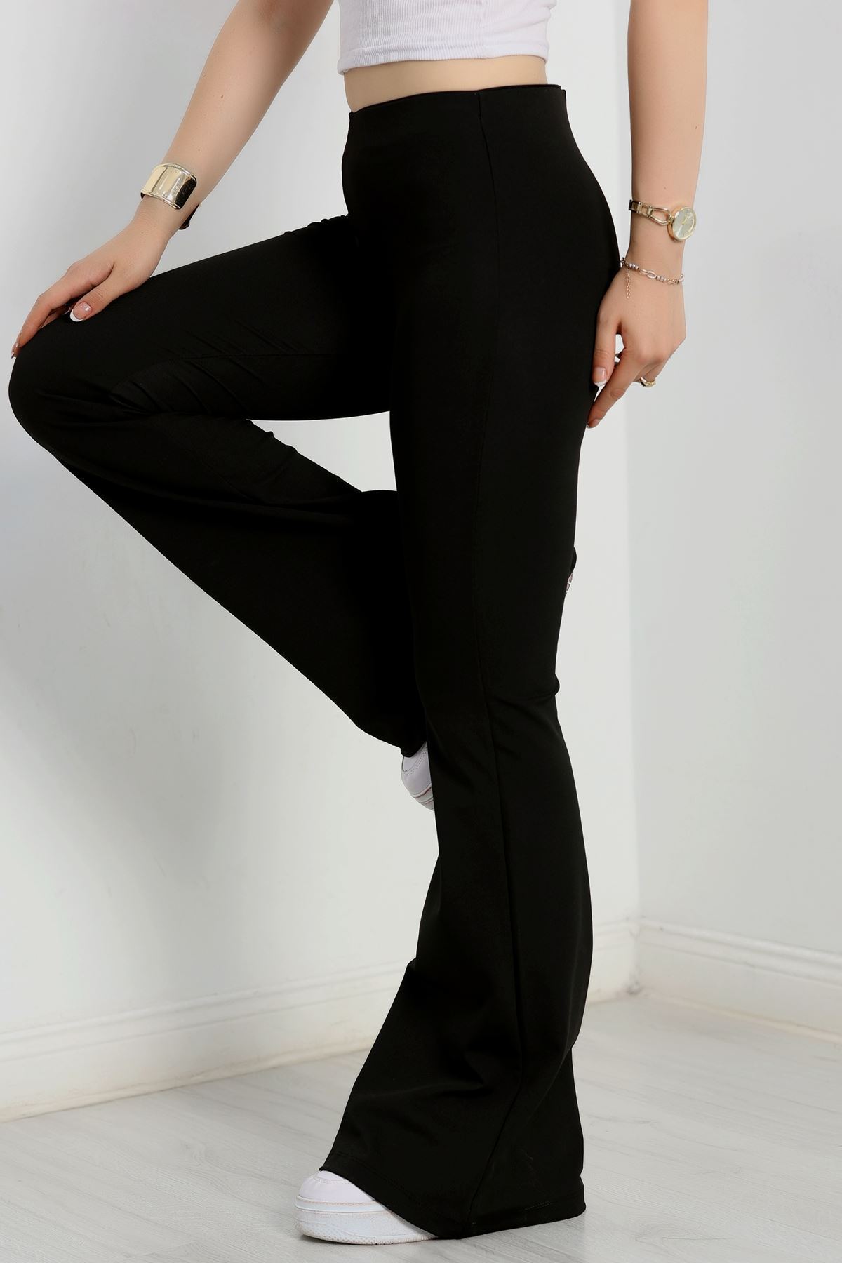 Full Likra Krep İspanyol Tayt Siyah - 50752.1919.