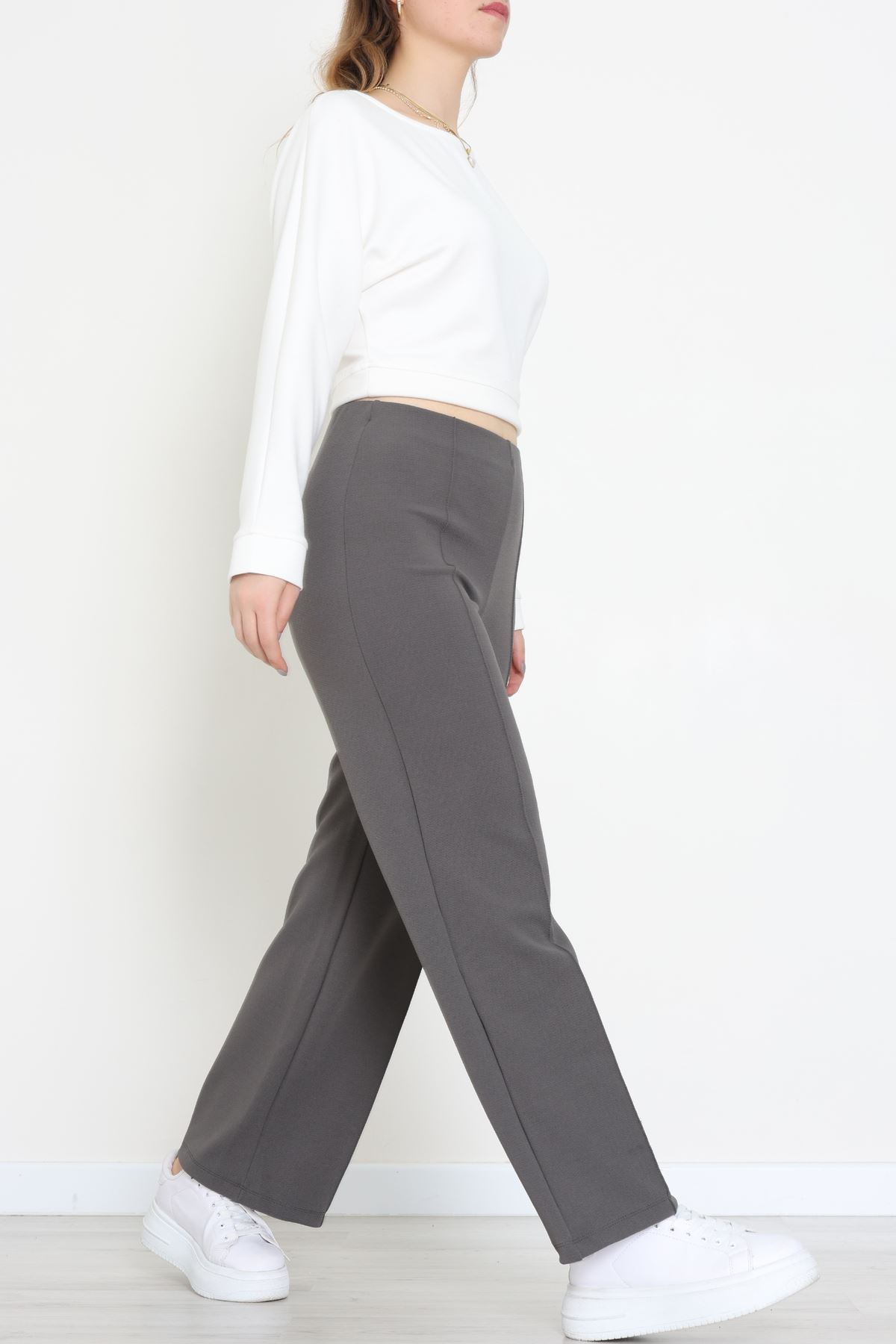 Zra Krep Lastikli Çımalı Pantolon Antrasit - 51251.1837.