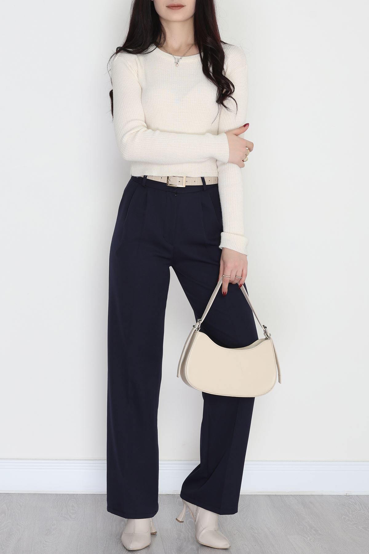 Tek Düğme Palazzo Pantolon Lacivert - 90022.1397.