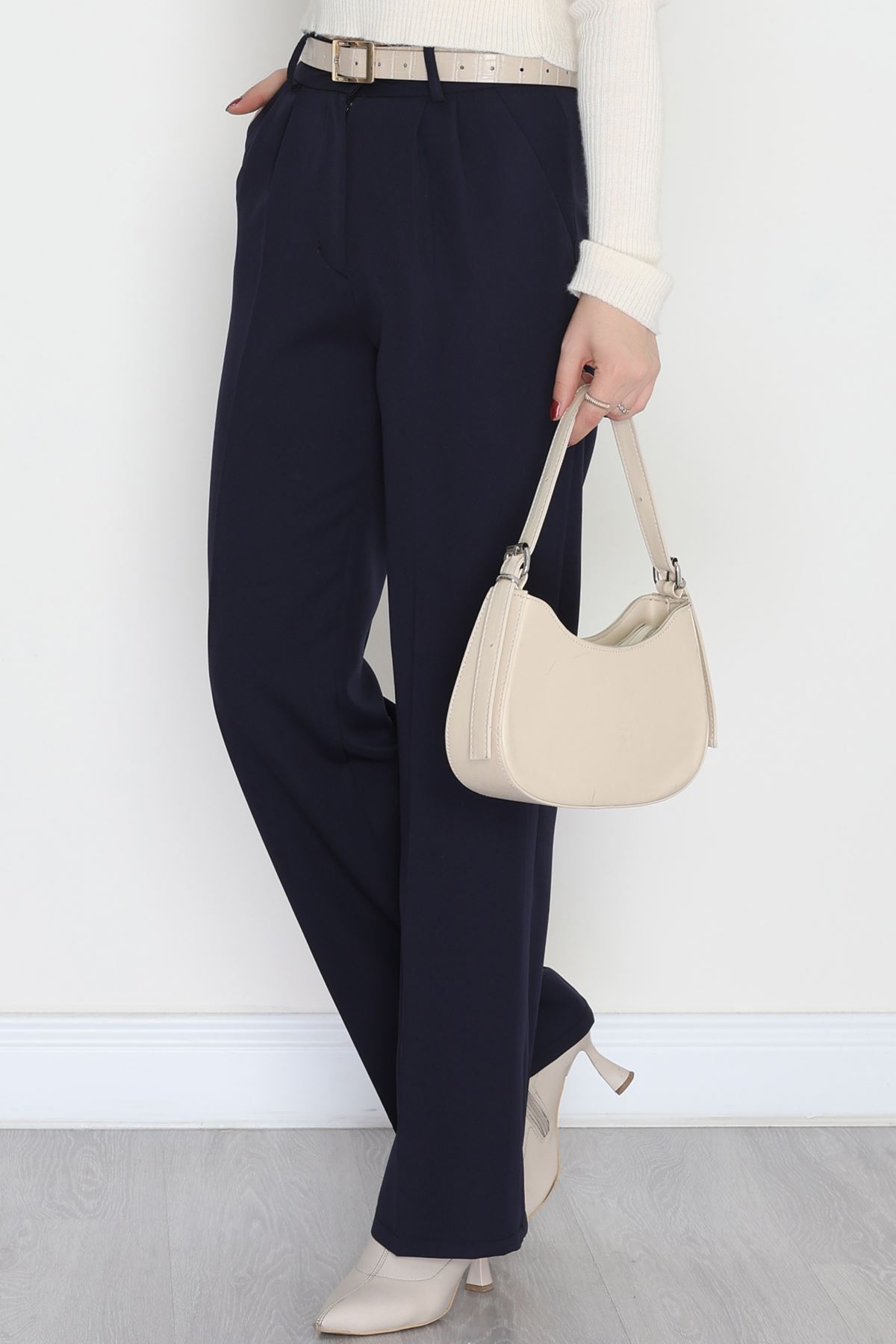 Tek Düğme Palazzo Pantolon Lacivert - 90022.1397.