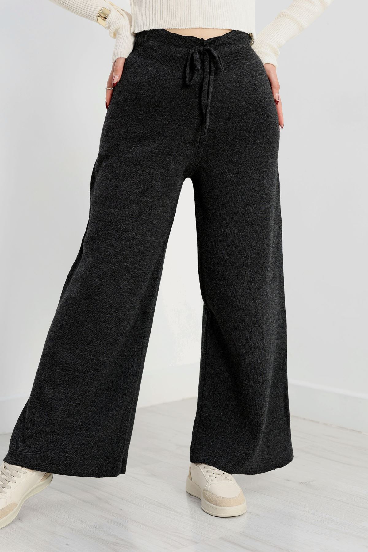 Bağcıklı Triko Pantolon Antrasit - 2251.1765.