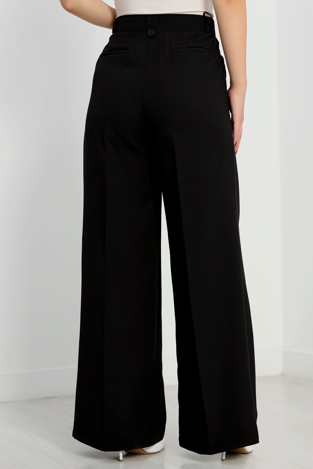 Double Kumaş Palazzo Pantolon Siyah - 90158.1920.