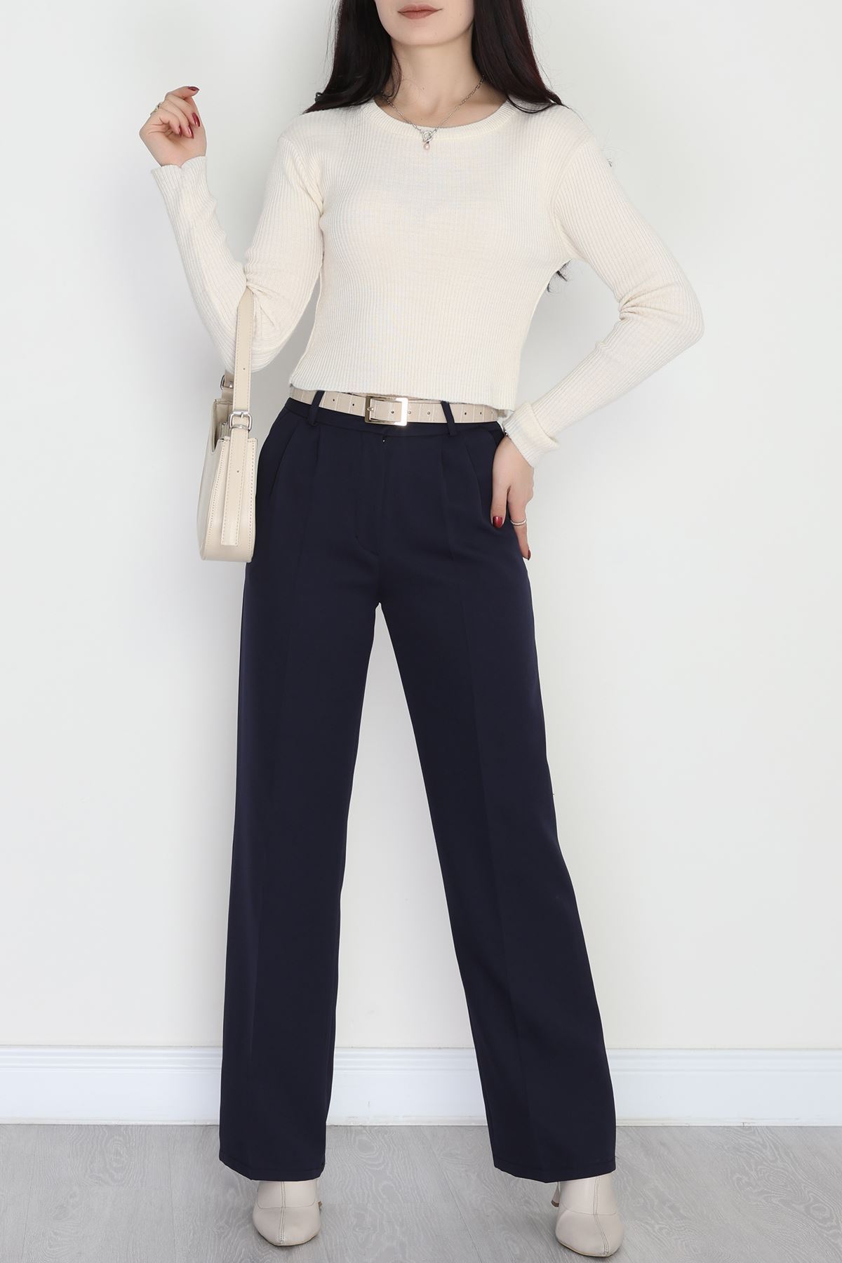 Tek Düğme Palazzo Pantolon Lacivert - 90022.1397.