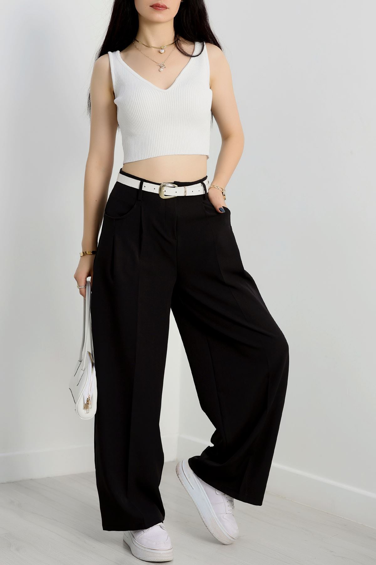 Cepten Pileli Palazzo Pantolon Siyah - 90113.1397.